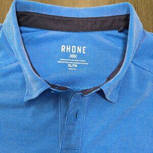 Rhone Delta Pique Polo Shirt Mens Size XL Blue Short Sleeve Performance